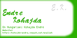 endre kohajda business card